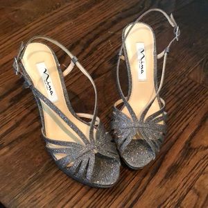 Silver sparkly heels - worn once